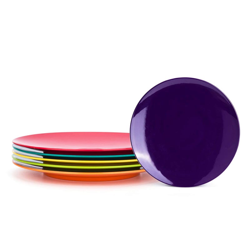 KX-WARE Melamine Plates, 10.5-inch Dinner Plates set of 6 Multicolor, 100% Melamine Dishwasher Safe BPA Free - Image 1
